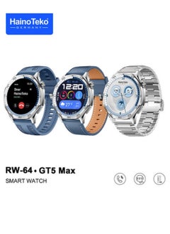 Haino Teko Smart Watch GT5 Max Round Screen AMOLED Display with 3 Pair Straps and Wireless Charger Multicolour  - Image 1