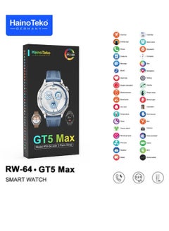 Haino Teko Smart Watch GT5 Max Round Screen AMOLED Display with 3 Pair Straps and Wireless Charger Multicolour  - Image 3