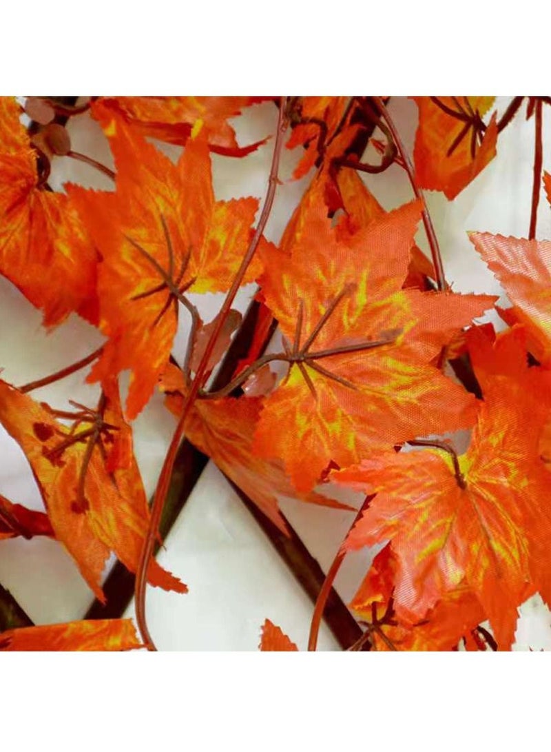 LINGWEI Wooden Expandable Garden Fence with Artificial Orange Maple Leaf Bamboo Garden Wicker Fence Artificial Decorative Privacy Fence Screen Expanding Trellis 5pcs - Image 4