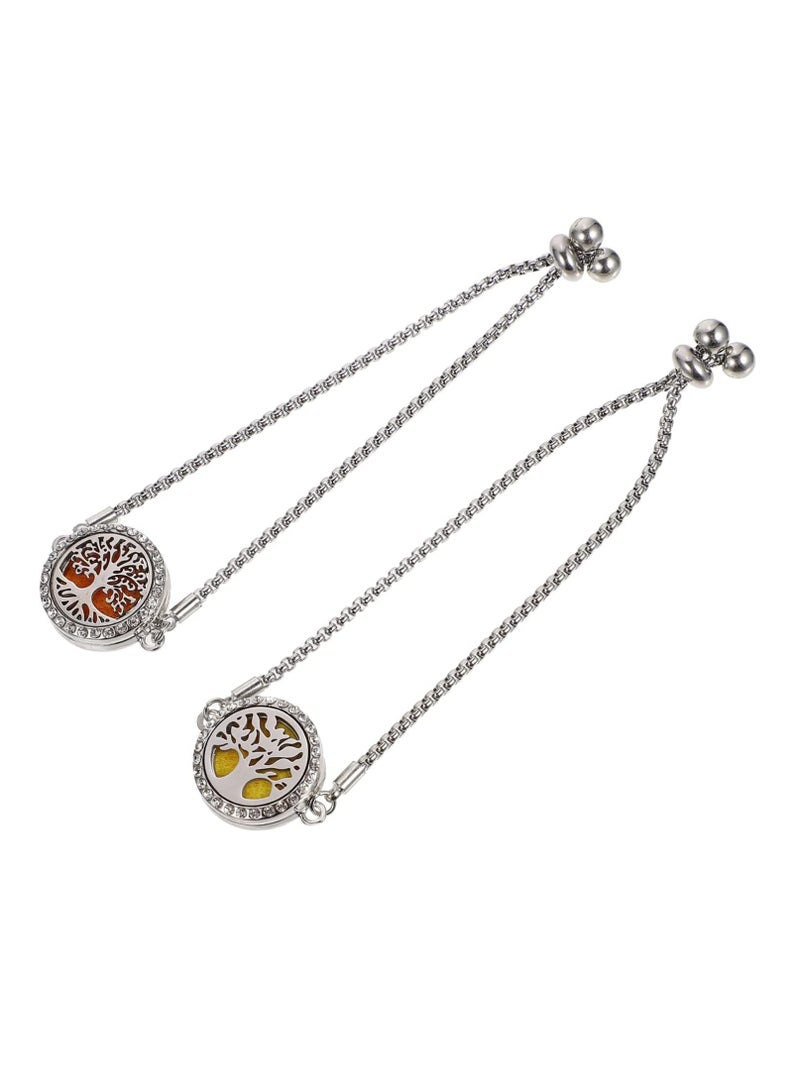 SYOSI Essential Oil Diffuser Bracelet Stainless Steel Aromatherapy Locket Adjustable Bracelet Set for Girls Women 2PCS Style  - Image 4