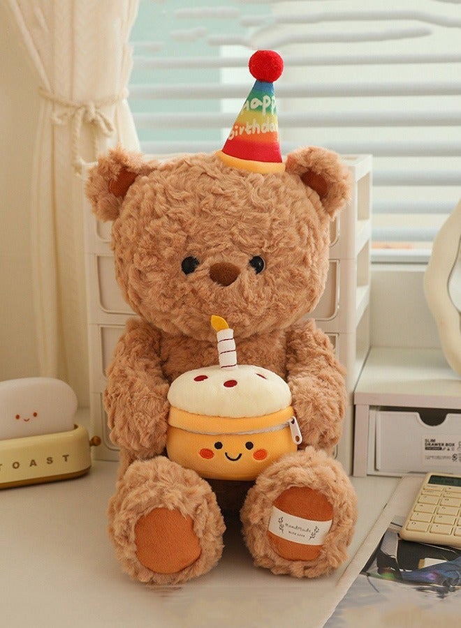 DURKU 40cm Unique Shaggy Brown Stuffed Teddy Bear Plush Toy, Soft Premium Material, Ideal Room Decor Gift for All Ages - Image 1