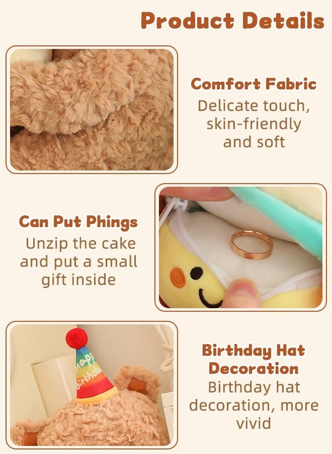 DURKU 40cm Unique Shaggy Brown Stuffed Teddy Bear Plush Toy, Soft Premium Material, Ideal Room Decor Gift for All Ages - Image 5