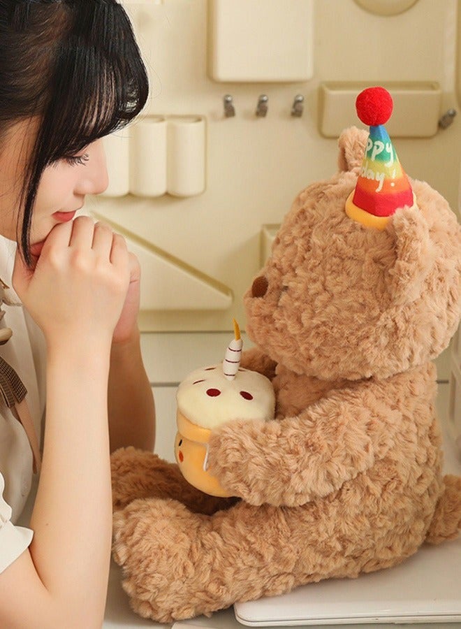 DURKU 40cm Unique Shaggy Brown Stuffed Teddy Bear Plush Toy, Soft Premium Material, Ideal Room Decor Gift for All Ages - Image 3