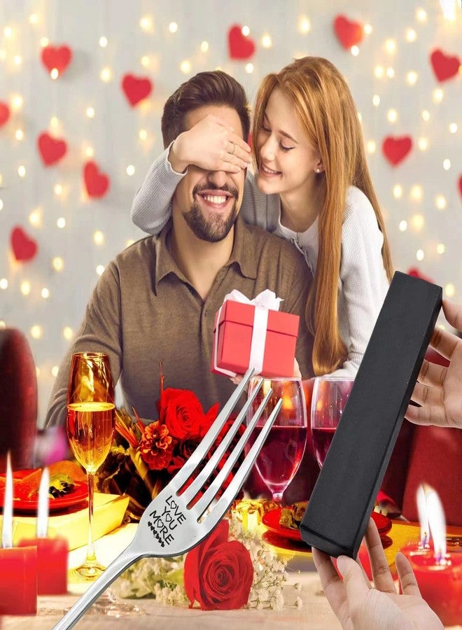 شوكة عشاء "أحبك أكثر" من فيكو، هدايا للحبيب، الحبيبة، الأب، الأم، شوك محفورة مضحكة، هدايا للأزواج، هدايا للذكرى السنوية، هدايا عيد الحب، 8 بوصات (أحبك أكثر) - Image 3