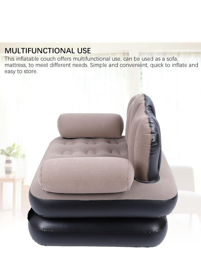 JAJEEK Inflatable Sofa Bed - Thickened Flocking PVC with Large Load Capacity (200KG) - Folded Size 100 x 98 x 90cm, Easy to Store, Comfortable Sofa Bed for Traveling & Camping - Coffee Color - Image 4