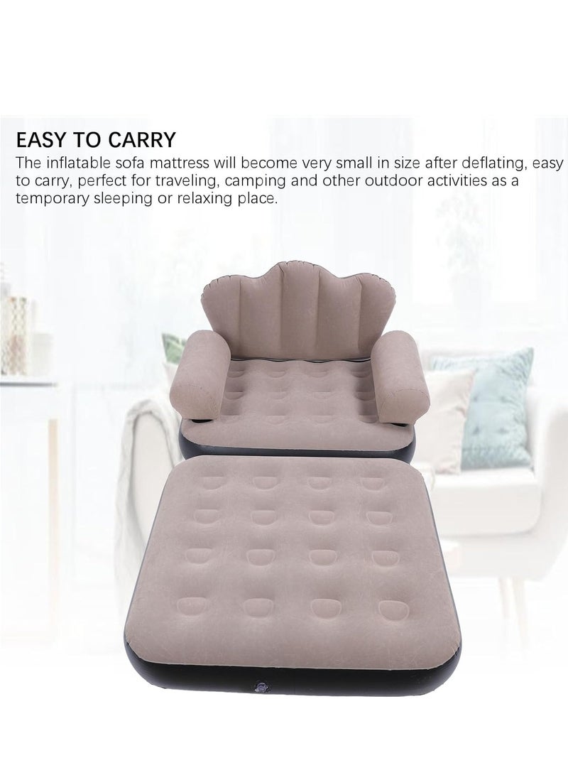 JAJEEK Inflatable Sofa Bed - Thickened Flocking PVC with Large Load Capacity (200KG) - Folded Size 100 x 98 x 90cm, Easy to Store, Comfortable Sofa Bed for Traveling & Camping - Coffee Color - Image 5