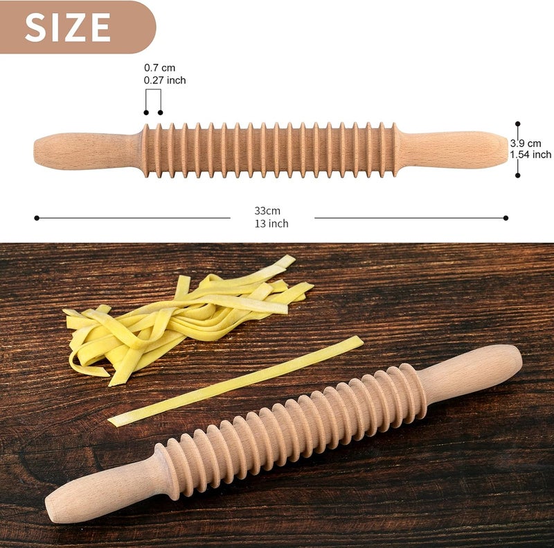 G قطاعة مكرونة فettuccine من خشب الزان 7 مم، لفة شبكية، دوكر، قطاعة عجين، شوبك خشبي، صانع مكرونة سباغيتي، قطاعة مكرونة خشب الزان، شوبك أدوات المطبخ للطهي - Image 2