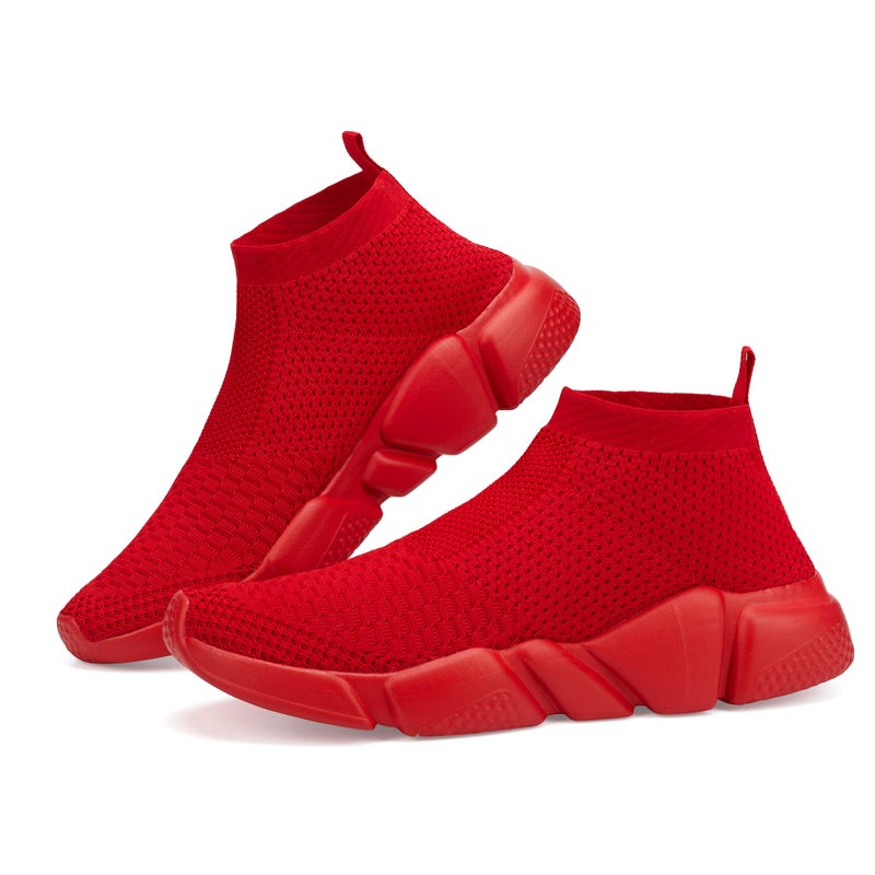 Casbeam Women's Running Knit Comfortable Lightweight Breathable Casual Sports Shoes Fashion Sneakers Slip-On Walking Shoes All Red Size 10 - Image 5