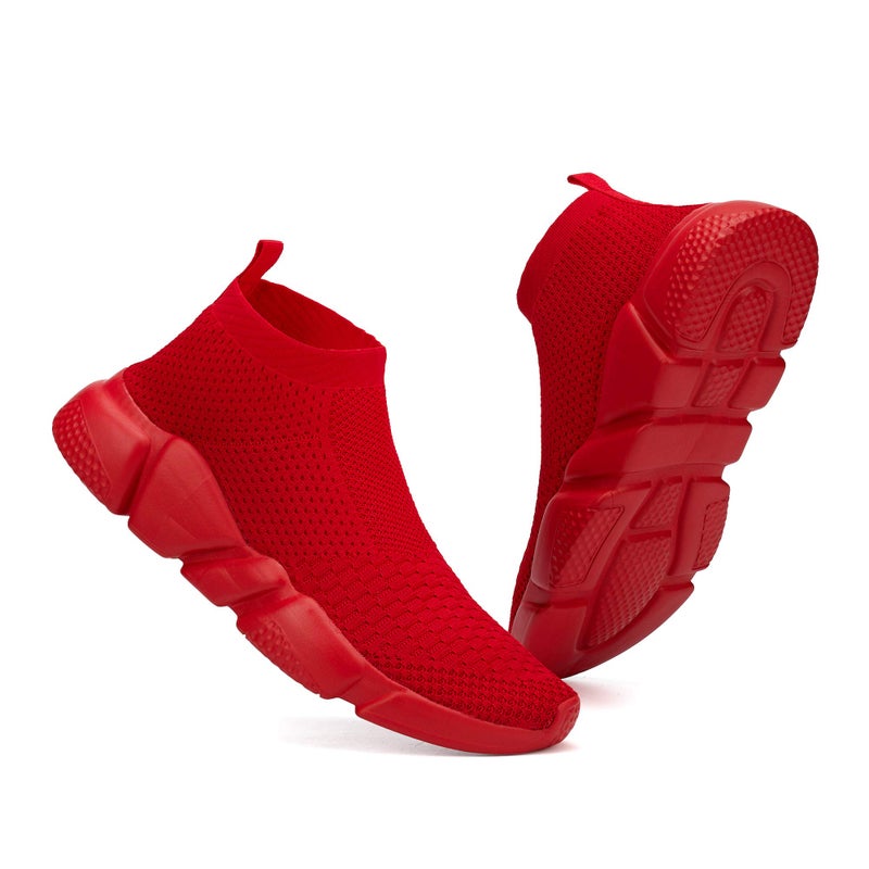 Casbeam Women's Running Knit Comfortable Lightweight Breathable Casual Sports Shoes Fashion Sneakers Slip-On Walking Shoes All Red Size 10 - Image 1