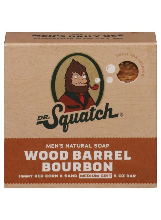 Dr. Squatch صابون بار طبيعي بالكامل للرجال مع حبيبات متوسطة، برميل خشبي بوربون 5 أونصات (عبوة من 1)