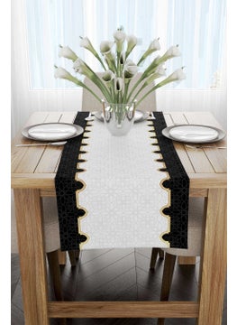 Cango Home Black and White Ramadan Themed Decorative Patterned Digital Printed Runner CGH1310-RN  - Image 2