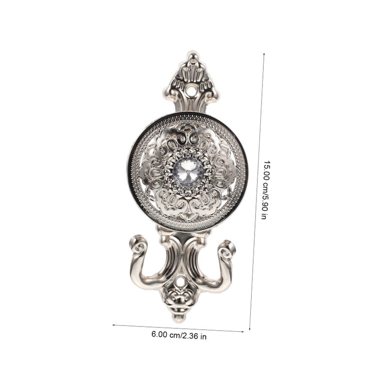 Vintage Alloy Curtain Hooks Set Of 2 Silver Elegant Design Easy Installation For Home Kitchen Wardrobe - Image 4