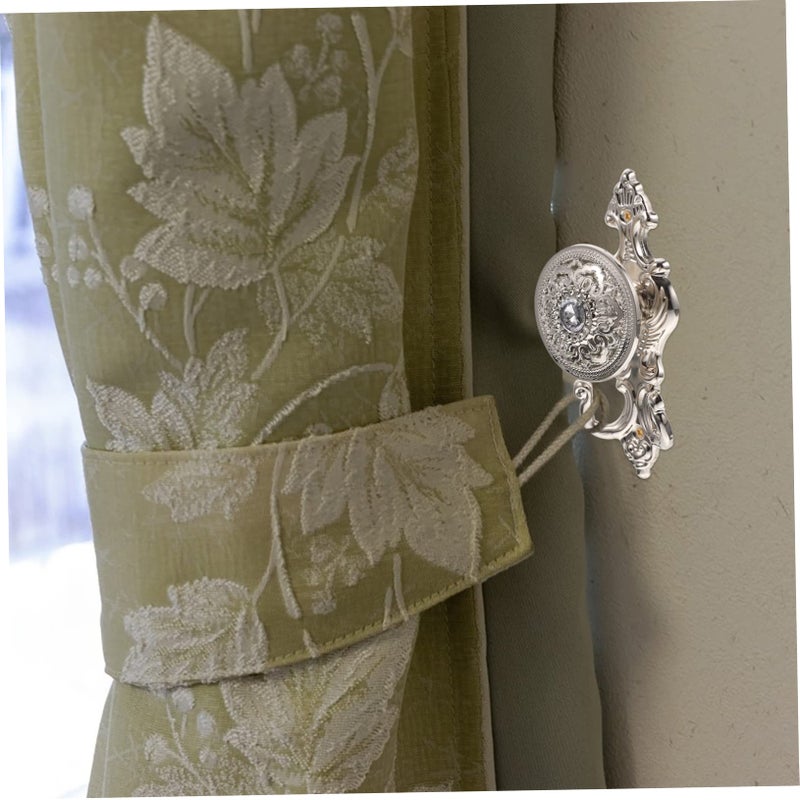 Vintage Alloy Curtain Hooks Set Of 2 Silver Elegant Design Easy Installation For Home Kitchen Wardrobe - Image 3