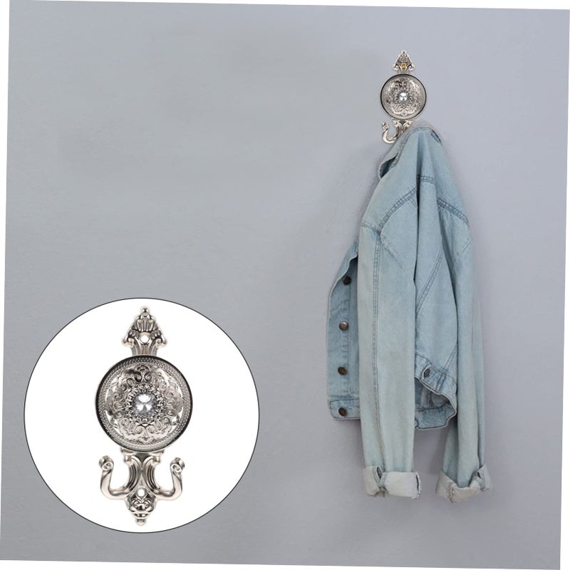 Vintage Alloy Curtain Hooks Set Of 2 Silver Elegant Design Easy Installation For Home Kitchen Wardrobe - Image 5