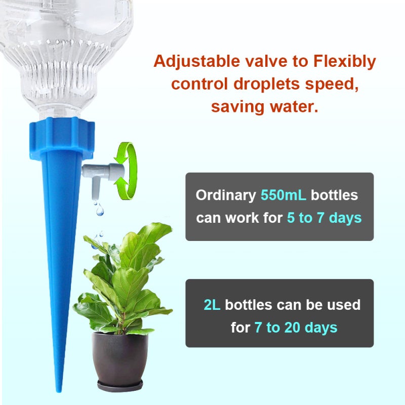 Plant Watering Dropper: Blue 28mm Bottle Adapter, Adjustable Valve Water Saver, Eco-Friendly ABS Drip Irrigation Tool for Indoor Outdoor Plant Care - Image 3