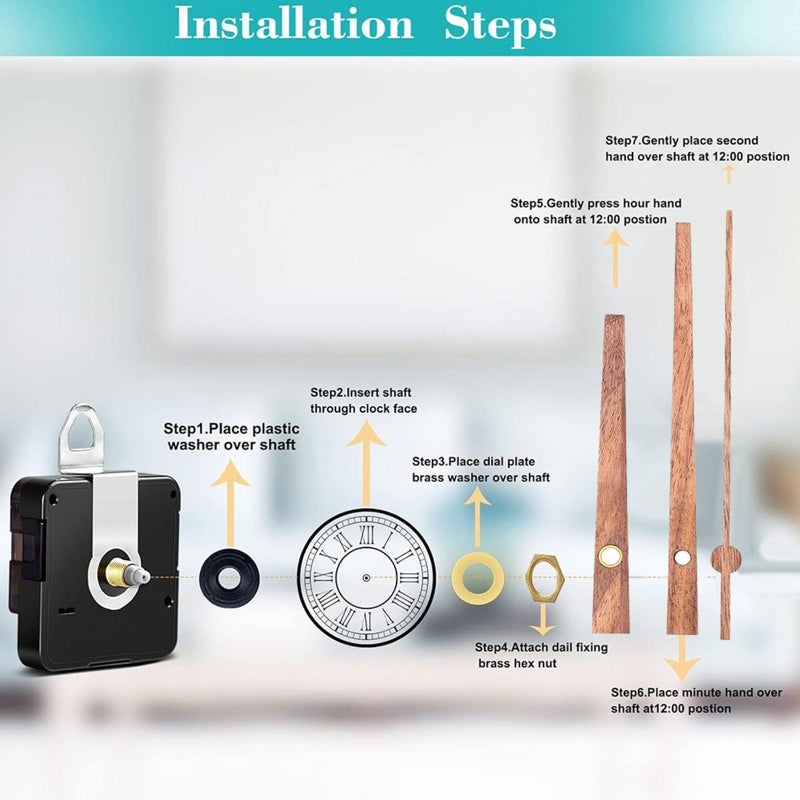 S01 Color Quiet Wall Clock Repair Kit Movement Mechanism with Multiple Shaft Length Wood Hands Making Supplies - Image 4