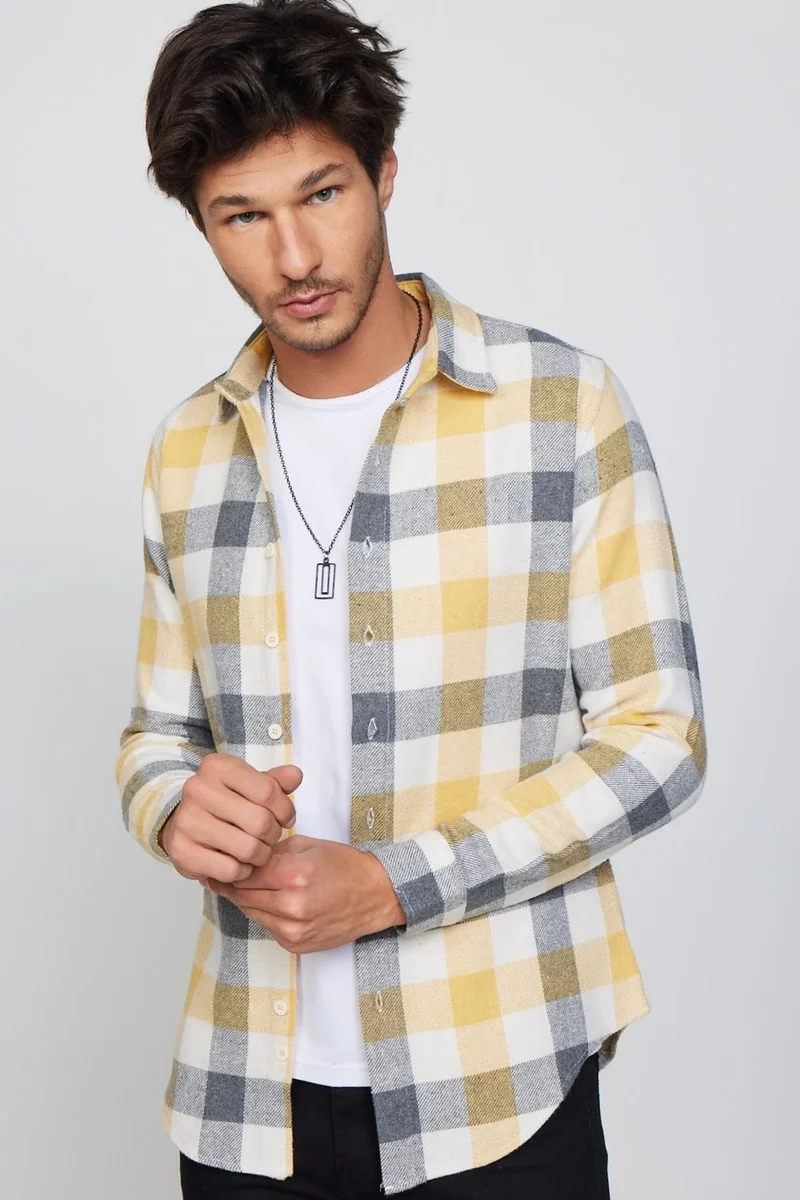 Tudors Slim Fit Slim Fit Checked Lumberjack Men's Shirt