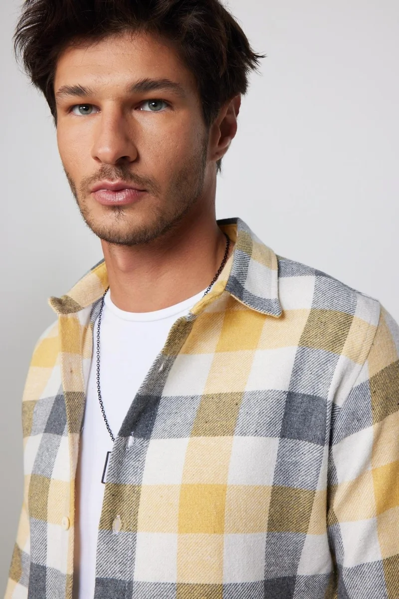 Tudors Slim Fit Slim Fit Checked Lumberjack Men's Shirt