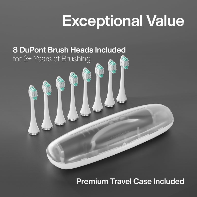 Aquasonic Vibe Series Ultra-Whitening Toothbrush – ADA Accepted Electric Toothbrush - 8 Brush Heads & Travel Case – 40,000 VPM Motor & Wireless Charging - 4 Modes w Smart Timer – Charcoal Metallic - Image 5