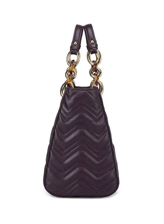 Da Milano - Textured Leather Structured Shoulder Bag Purple - Image 1