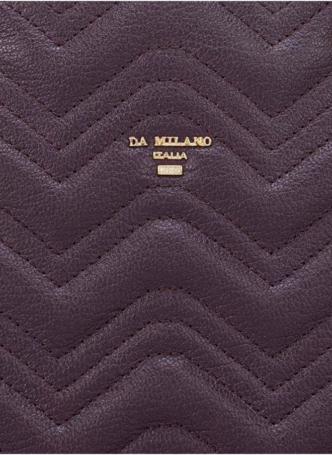Da Milano - Textured Leather Structured Shoulder Bag Purple - Image 1