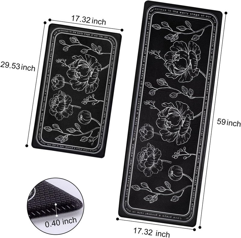 Rottogoon Kitchen Floor Mat Set of 2, Cushioned Anti Fatigue Kitchen Mat 17"x59"+17"x29", Non-Slip Waterproof Kitchen Rug, Premium PVC Comfort Kitchen Mats and Rugs for Kitchen, Office, Home, Laundry - Image 2
