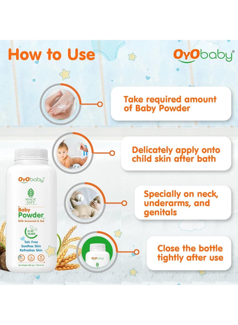 OYO BABY Gentle Baby Talc Free Powder For New Born Baby  Soothes and Refreshes Skin Baby Powder  200 GR - Image 4