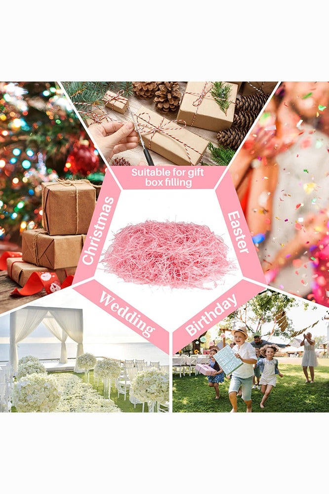 Pink Shredded Paper Filler 100 g – Soft Lightweight Raffia Wrap for Gift Boxes, Eid, Wedding, Party Baskets - Image 5