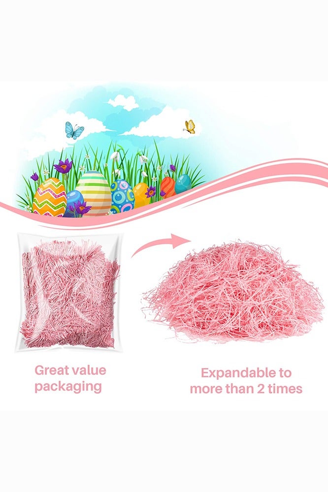 Pink Shredded Paper Filler 100 g – Soft Lightweight Raffia Wrap for Gift Boxes, Eid, Wedding, Party Baskets - Image 2