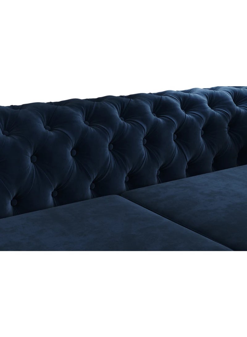 البستان Paris 7 Seater Chesterfield Corner Sofa (Navy Blue Velvet) - Image 4