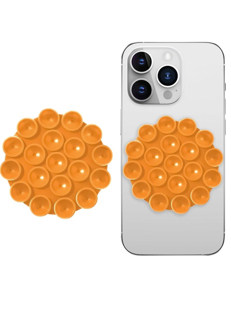Silicone Suction Cup Phone Case Mount Double Sided, Phone Accessories Hands-Free Strong Grip Holder for Selfies and Videos, Silicon Phone Stand for iPhone and Android (Orange)  - Image 1