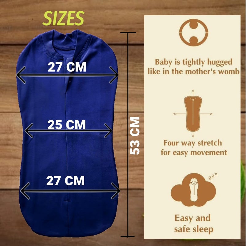 MammaChamp PODSwaddleSleeping BagBlanketsWrapSack for Newborn Baby 03 Months Packof 2 Gray Dark Blue - Image 3