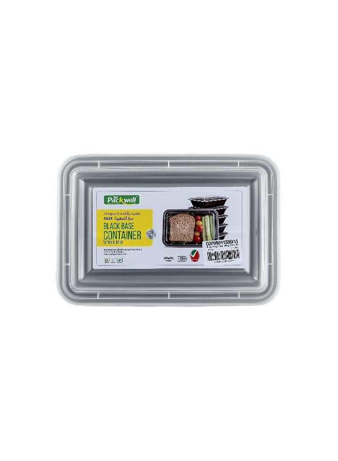 packwell Black Base Container Rectangular 28 & Lid 15 Pcs Combo - Image 3