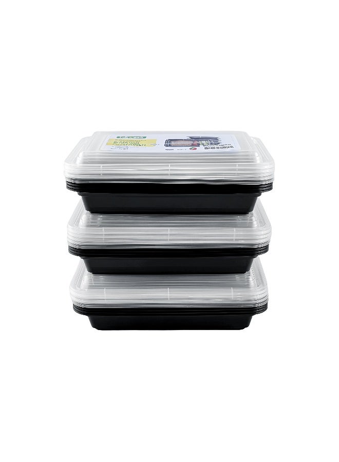 packwell Black Base Container Rectangular 28 & Lid 15 Pcs Combo - Image 1