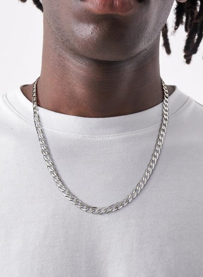 ChainsHouse Stainless Steel Curb Cuban Chain 6mm 20inch Mens Necklace Silver Color - Image 5