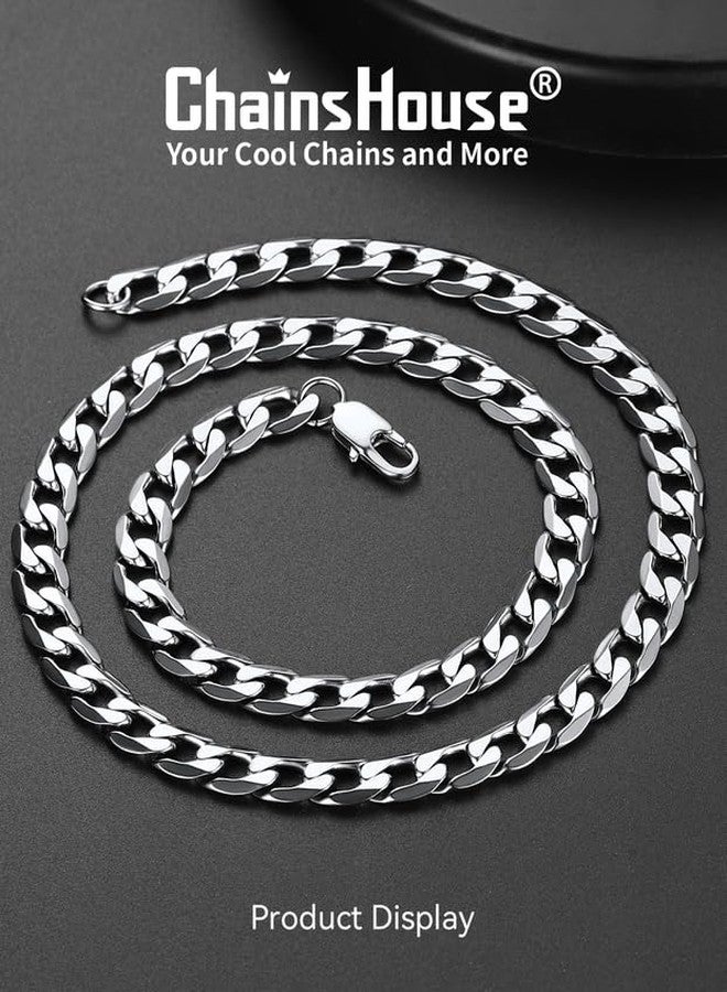 ChainsHouse Stainless Steel Curb Cuban Chain 6mm 20inch Mens Necklace Silver Color - Image 3