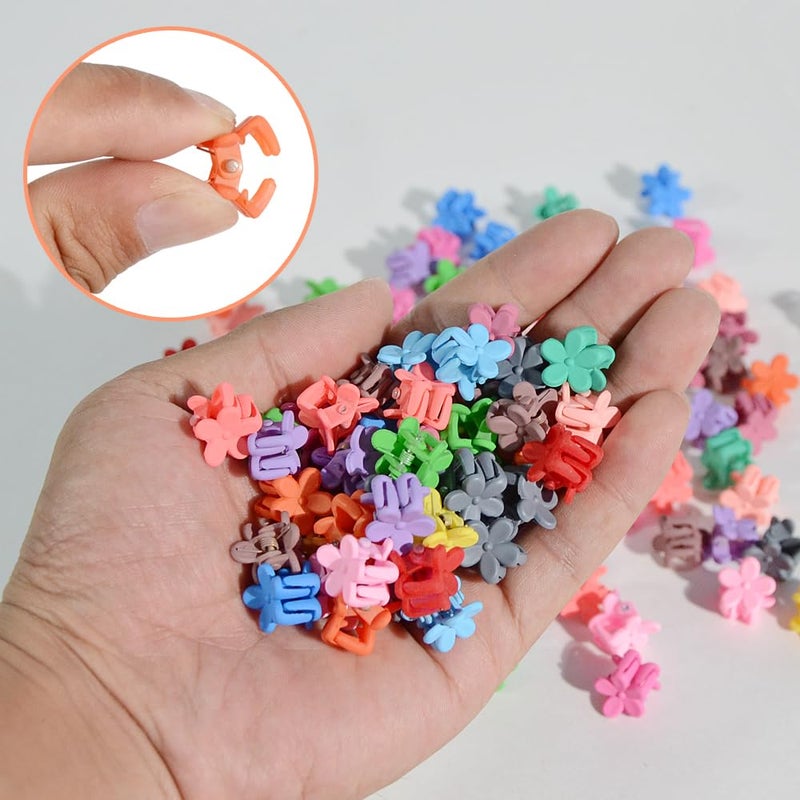 Yongdeli Mini Flower Hair Clip Flower Clips,Colorful Mini Hair Claw,for Women, Girls,Baby, Toddler Bangs Strong Grip Small Tiny Rainbow Hair Clips (50, Matte Colors) - Image 4