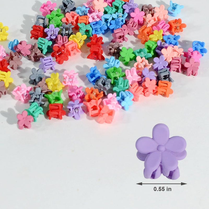 Yongdeli Mini Flower Hair Clip Flower Clips,Colorful Mini Hair Claw,for Women, Girls,Baby, Toddler Bangs Strong Grip Small Tiny Rainbow Hair Clips (50, Matte Colors) - Image 2