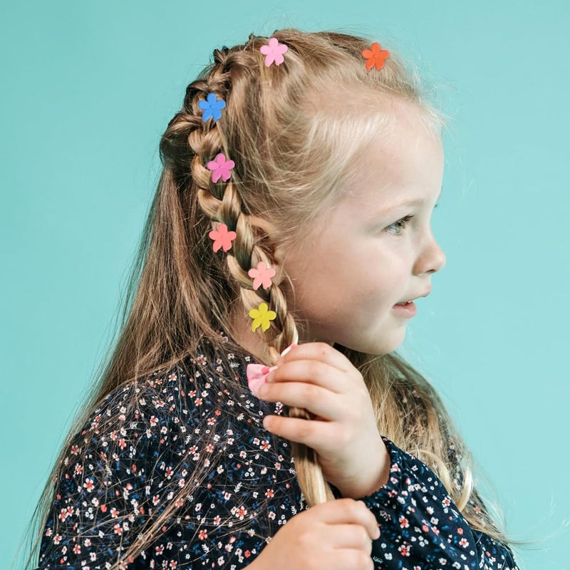 Yongdeli Mini Flower Hair Clip Flower Clips,Colorful Mini Hair Claw,for Women, Girls,Baby, Toddler Bangs Strong Grip Small Tiny Rainbow Hair Clips (50, Matte Colors) - Image 3