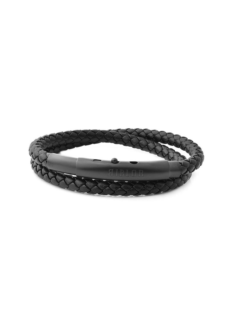 Riblor Benito Double Wrap Leather Bracelet Black And Black - Image 1