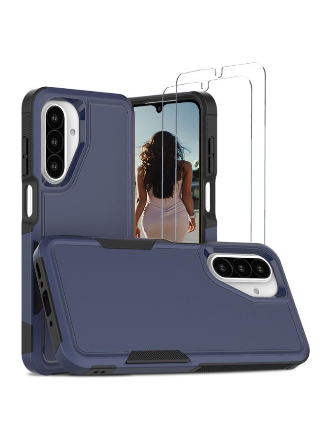 عام غطاء لسامسونج جالاكسي A26 5G، مع حامي شاشة زجاجي مقوى مزدوج، غلاف هاتف واقي ثنائي الطبقات من البلاستيك الصلب + إطار TPU الناعم مضاد للخدوش والصدمات لسامسونج جالاكسي A26. - Image 1