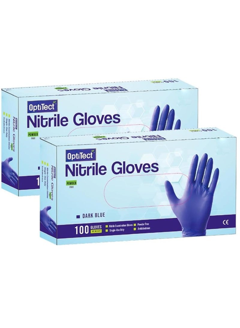 أوبتيتيكت قفازات النتريل خالية من البودرة، حجم كبير، 100 قطعة للاستخدام مرة واحدة - متينة ومريحة وخالية من اللاتكس، عبوة من قطعتين - Image 1