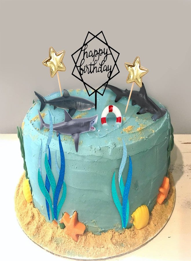 MEMOVAN Shark Cake Toppers 9pcs Sharks Birthday Cake Cupcake Topper Mini Sharks Toy Figurines, Ocean Animal Cake Decoration for Under the Sea shark Underwater Theme Birthday Baby Shower Party Supplies - Image 4