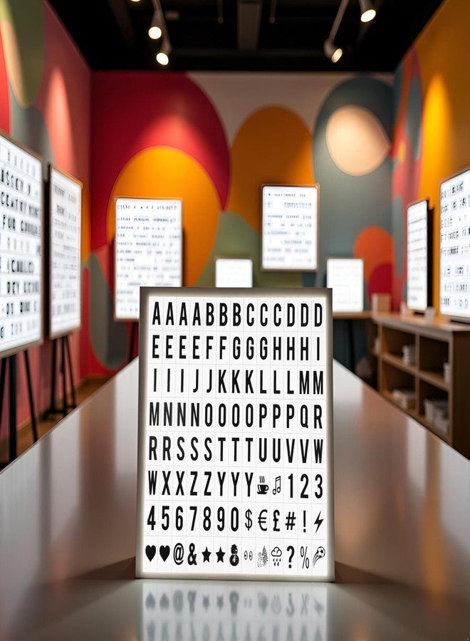 WaigN A Set 104Pcs Black Cinematic Lightbox Replacement Letters and Numbers Signs for A4 Light Up Letter Box Sign Message Board,Message Signs,Presentation Boards 65.4x35mm(LED Light Box is NOT Included) - Image 2
