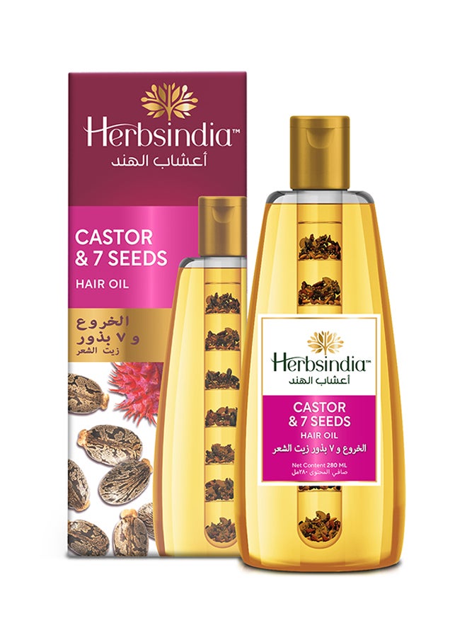 Herbsindia - Castor And 7 Herbal Seeds Hair Oil With Nourish Tube 280ml - Image 1