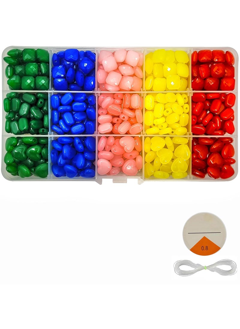 INDIKONB - INDIKONB Opaque Plastic Beads Set with Storage Organiser Box | Craft Beads for Jewelry Making Supplies | Opaque Acrylic Beads for DIY Crafts, Jewelry, and Accessories (Heart + Squre+ Tablet) - Image 1