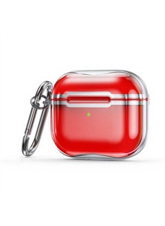 Case Cover Electroplating Frame + Transparent TPU Earphone Protective Case with Hook For AirPods 3 Transparent Red + Silver