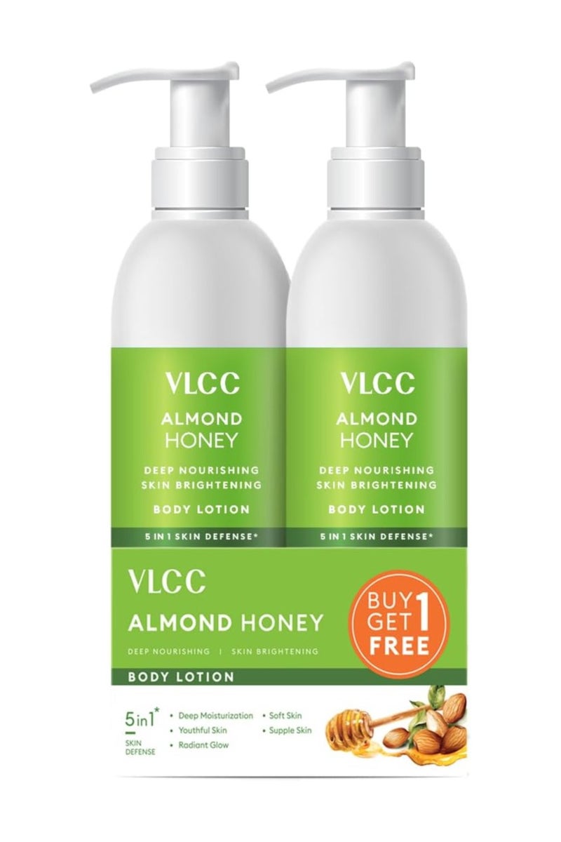 VLCC - Almond Honey Deep Nourishing & Skin Brightening Body Lotion - 350 ml (Pack of 2) | Moisturizes, Nourishes & Brightens Skin | Enriched with Almond Oil & Honey | Non-Greasy, Lightweight Formula - Image 1