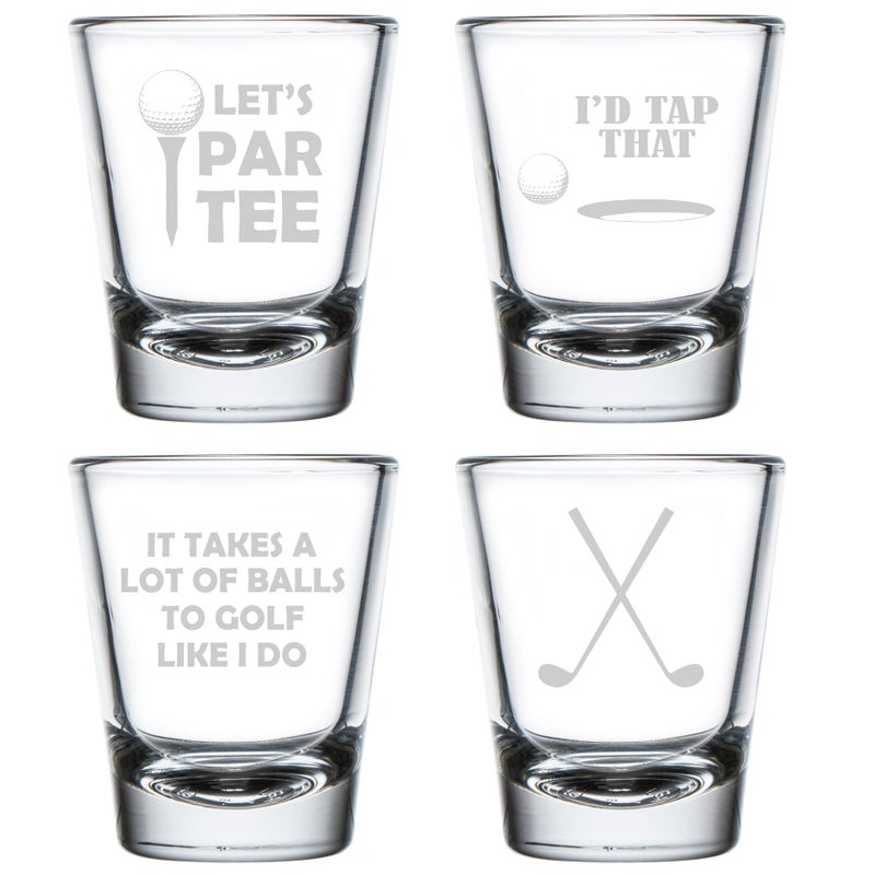 MIP Set of 4 Shot Glasses 175oz Shot Glass Gift Funny Golfer Golf Collection