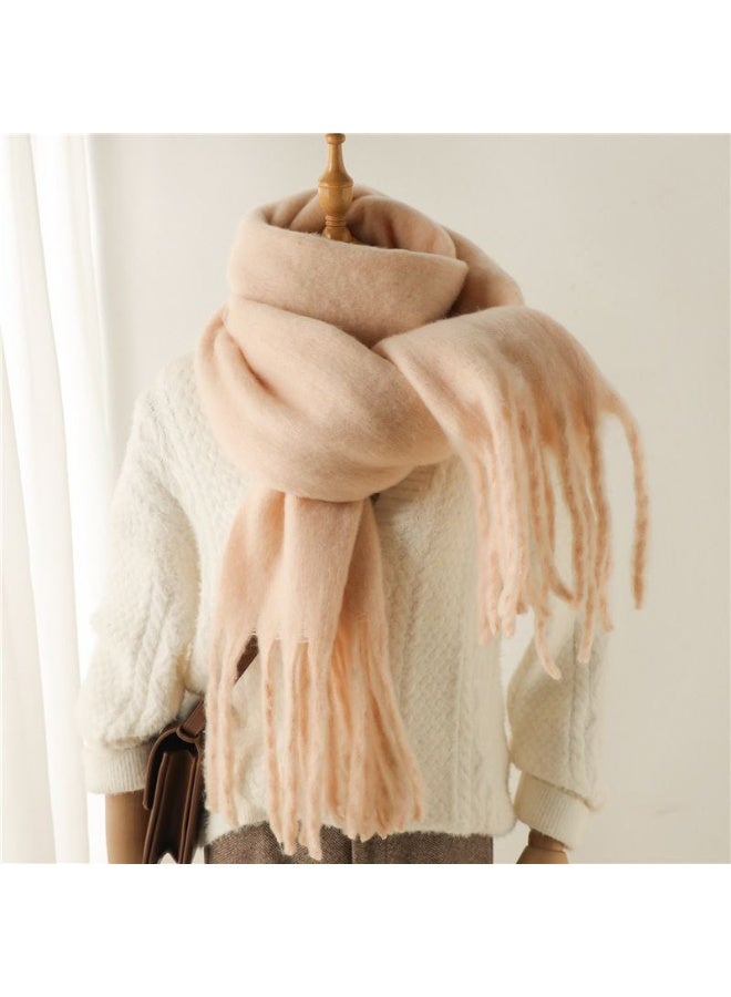 Shein Soft Pink Oversized Winter Scarf with Fringe - Image 2